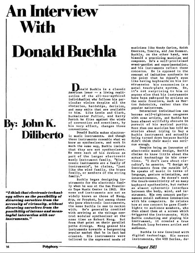 Don Buchla Interview